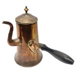 19th century copper coffee pot with a wooden handle