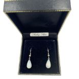 Pair of silver opal pendant earrings