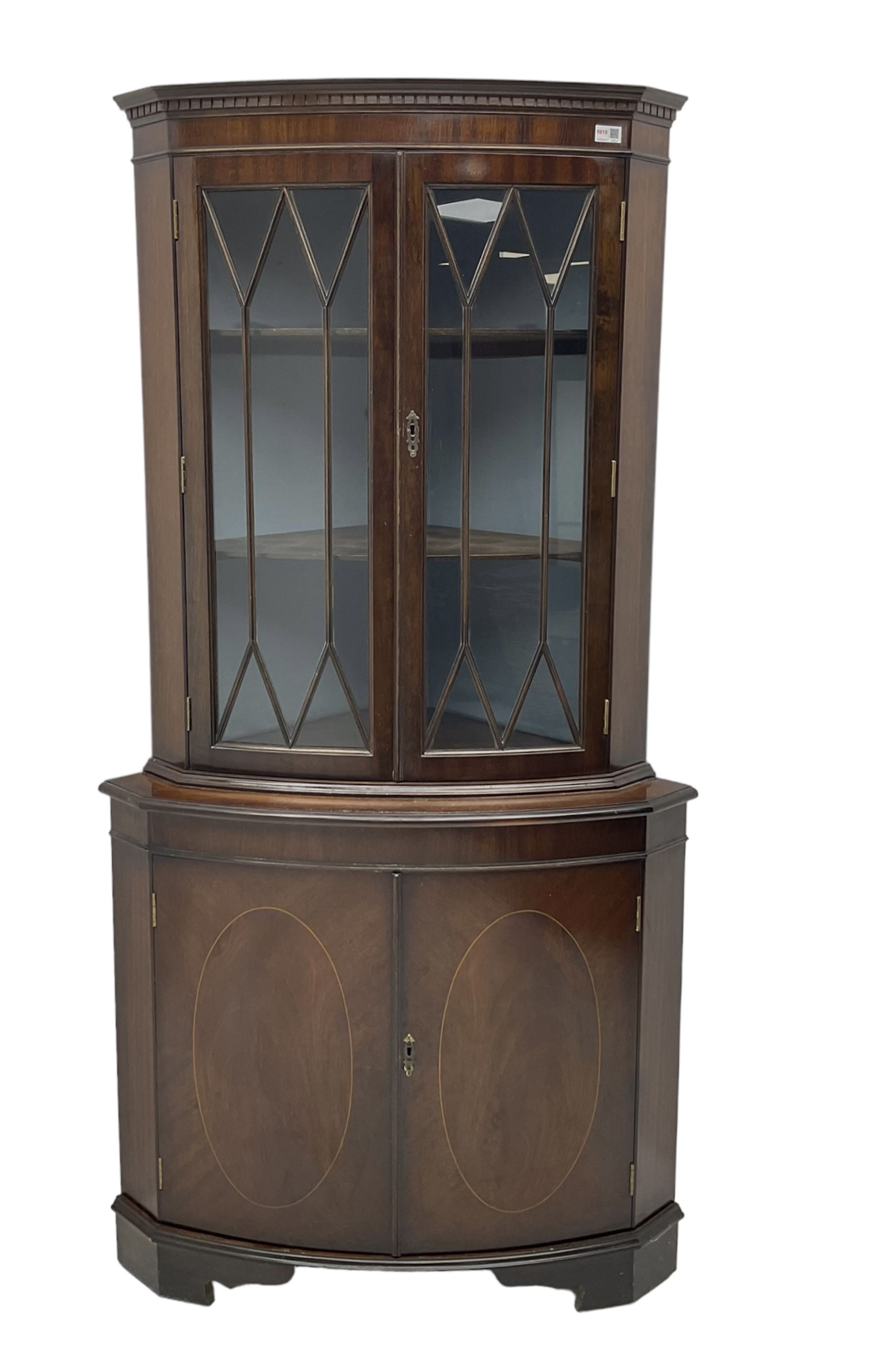 Regency design mahogany standing corner cabinet