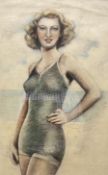 Art Deco School (Early 20th century): Lady in a Bathing Suit