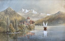 J F Elder (Scottish fl.1896-1898): Italianate Lake Scene