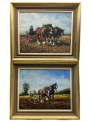Arnold (British 20th century): 'Spring Working - Shires Pulling a Seed Drill at East Clandon' Surrey