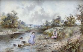 Scott (19th/20th century): Children Playing in a Stream
