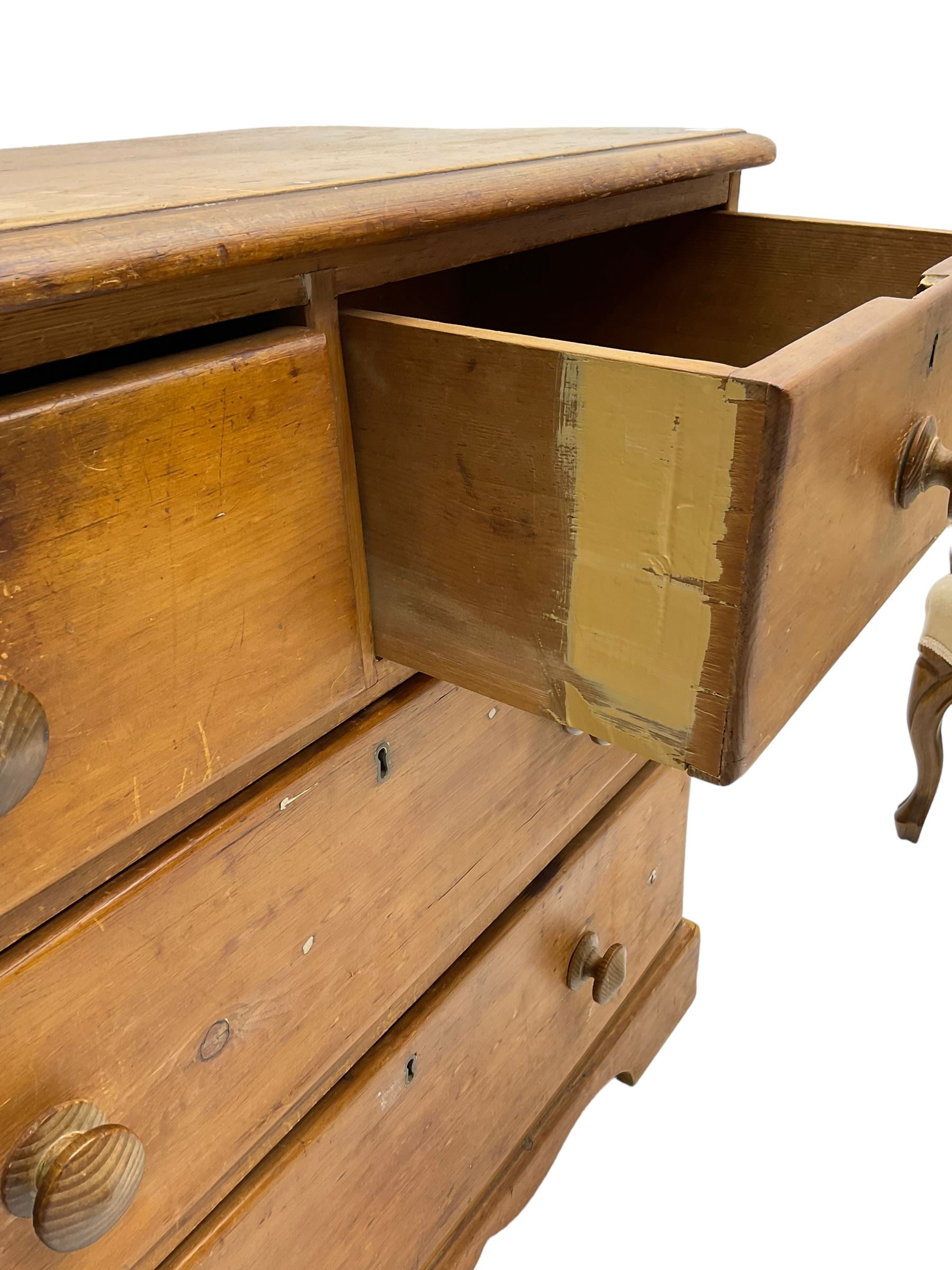 Late 19th century waxed pine chest - Image 6 of 8