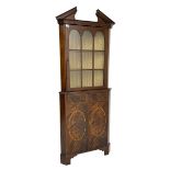 Georgian design inlaid mahogany corner cabinet