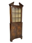 Georgian design inlaid mahogany corner cabinet