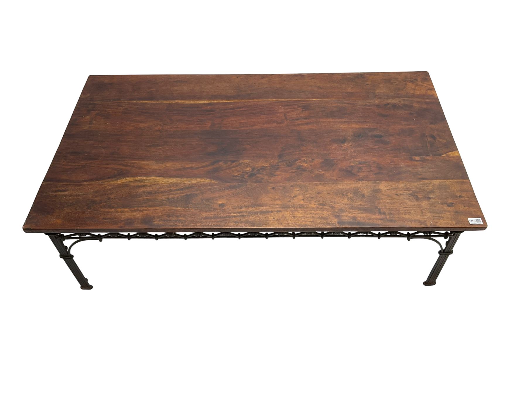 Laura Ashley - mango wood and wrought iron coffee table - Image 6 of 8