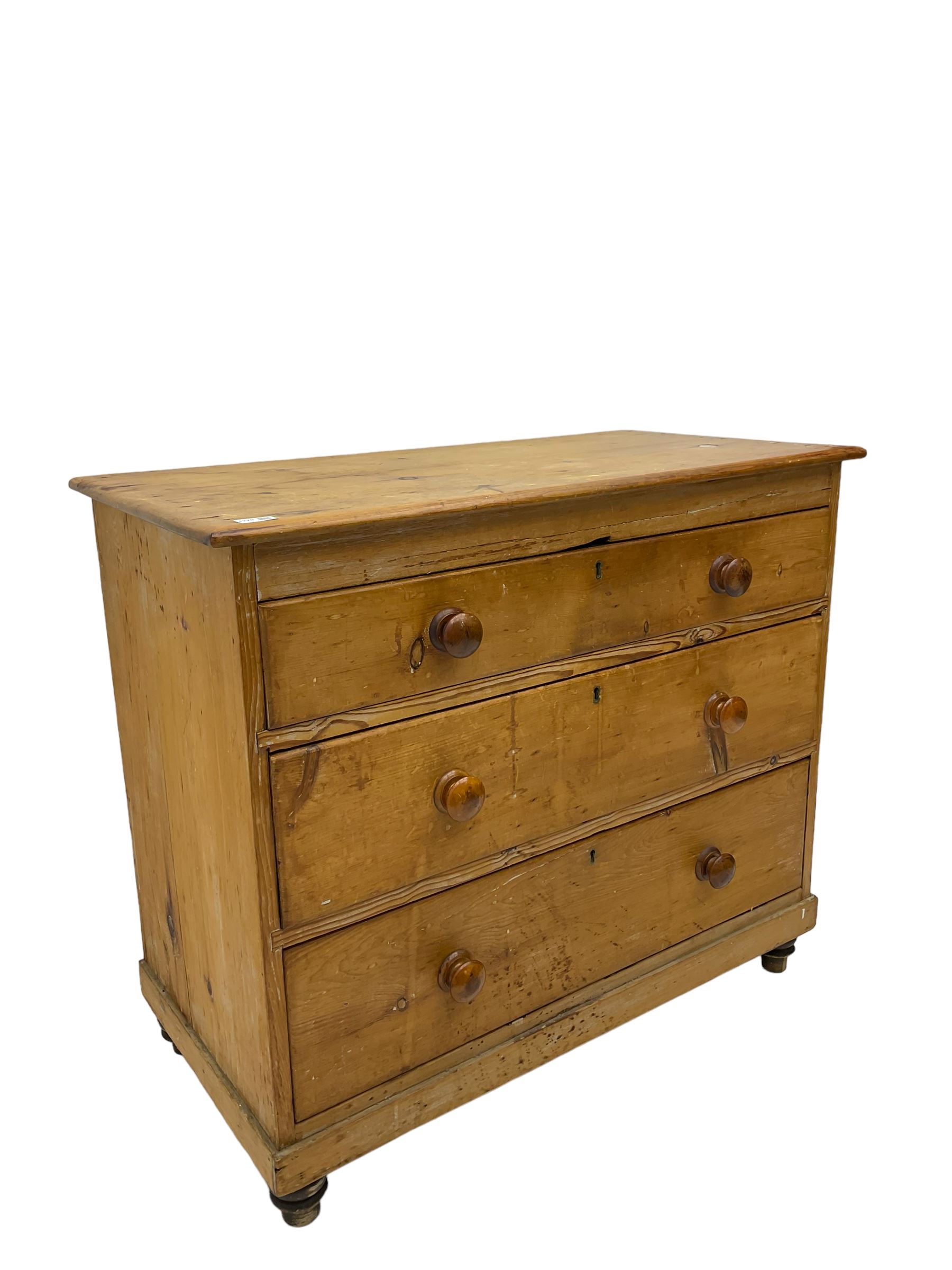 Victorian waxed pine chest - Image 3 of 7