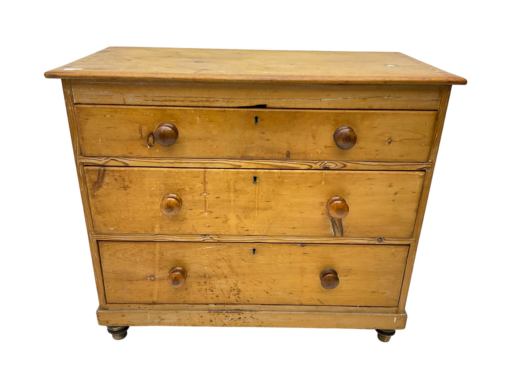 Victorian waxed pine chest - Image 7 of 7
