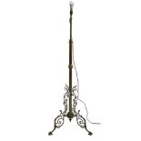 Victorian brass floor standing oil lamp