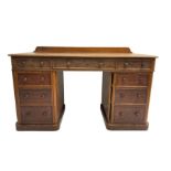 Late 19th century mahogany twin pedestal desk