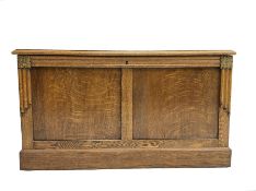 Arts and Crafts oak panelled chest or coffer