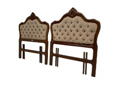 Pair Louis XVI design carved walnut single headboards