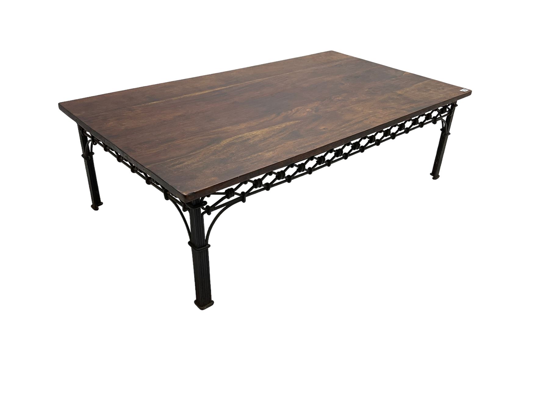 Laura Ashley - mango wood and wrought iron coffee table - Image 5 of 8