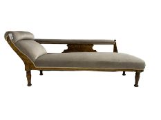 Edwardian carved stained beech chaise longue