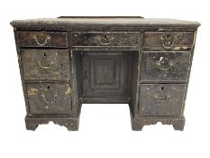 19th century scumbled pine kneehole desk