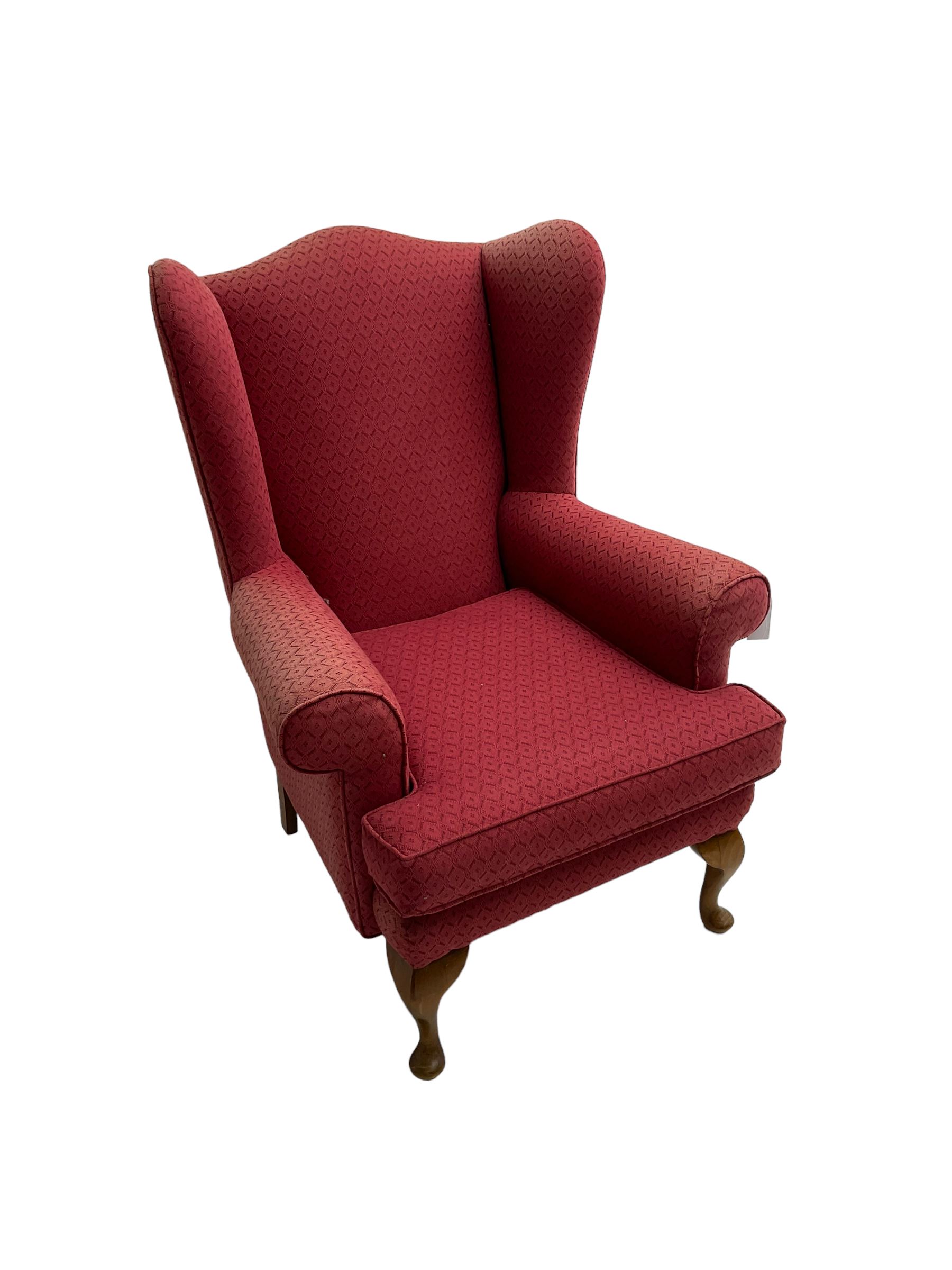 Queen Anne design wingback armchair - Image 5 of 7