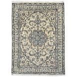 Central Persian Nain ivory ground rug with silk inlay