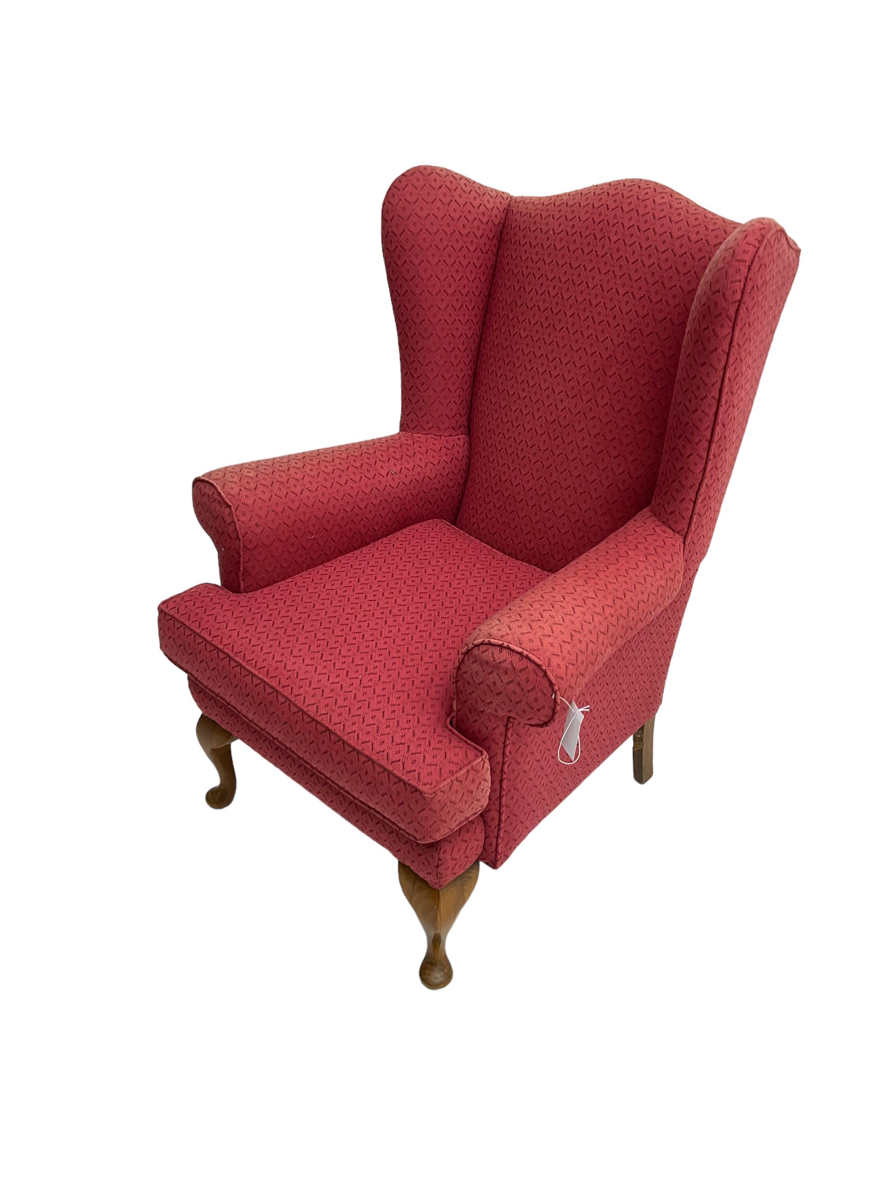 Queen Anne design wingback armchair - Image 7 of 7