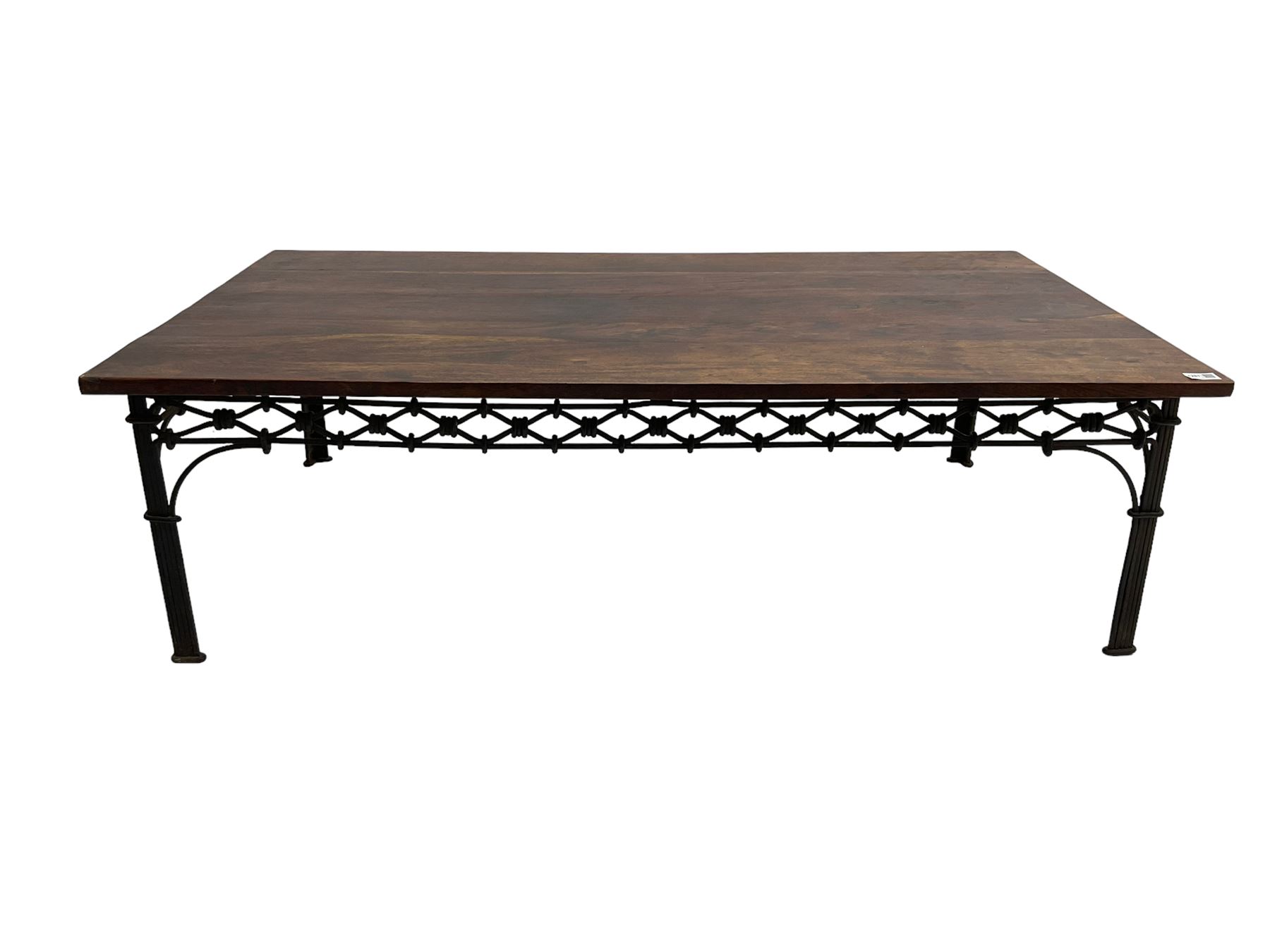 Laura Ashley - mango wood and wrought iron coffee table - Image 4 of 8