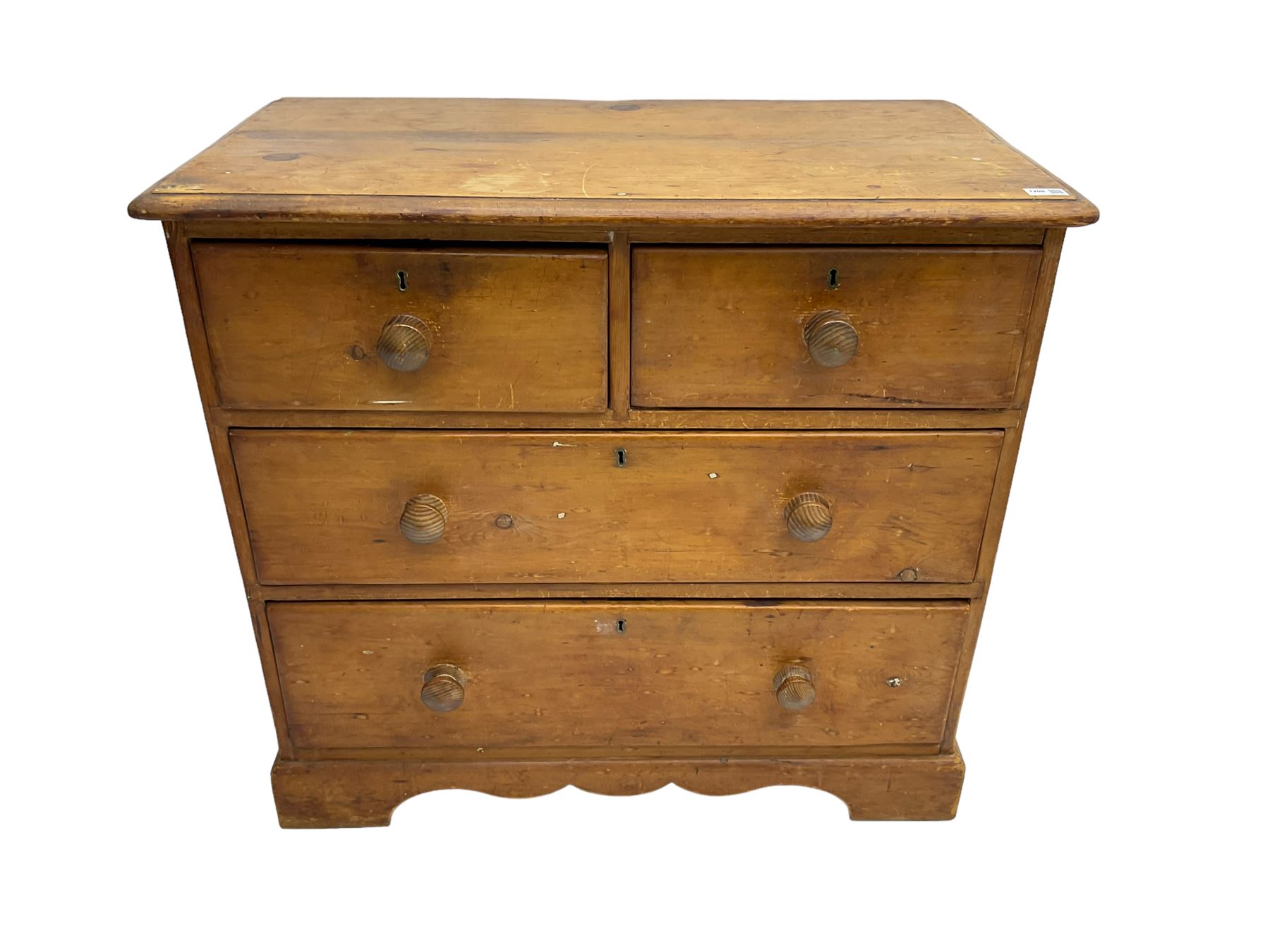 Late 19th century waxed pine chest - Image 8 of 8