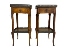 Pair French design walnut bedside stands