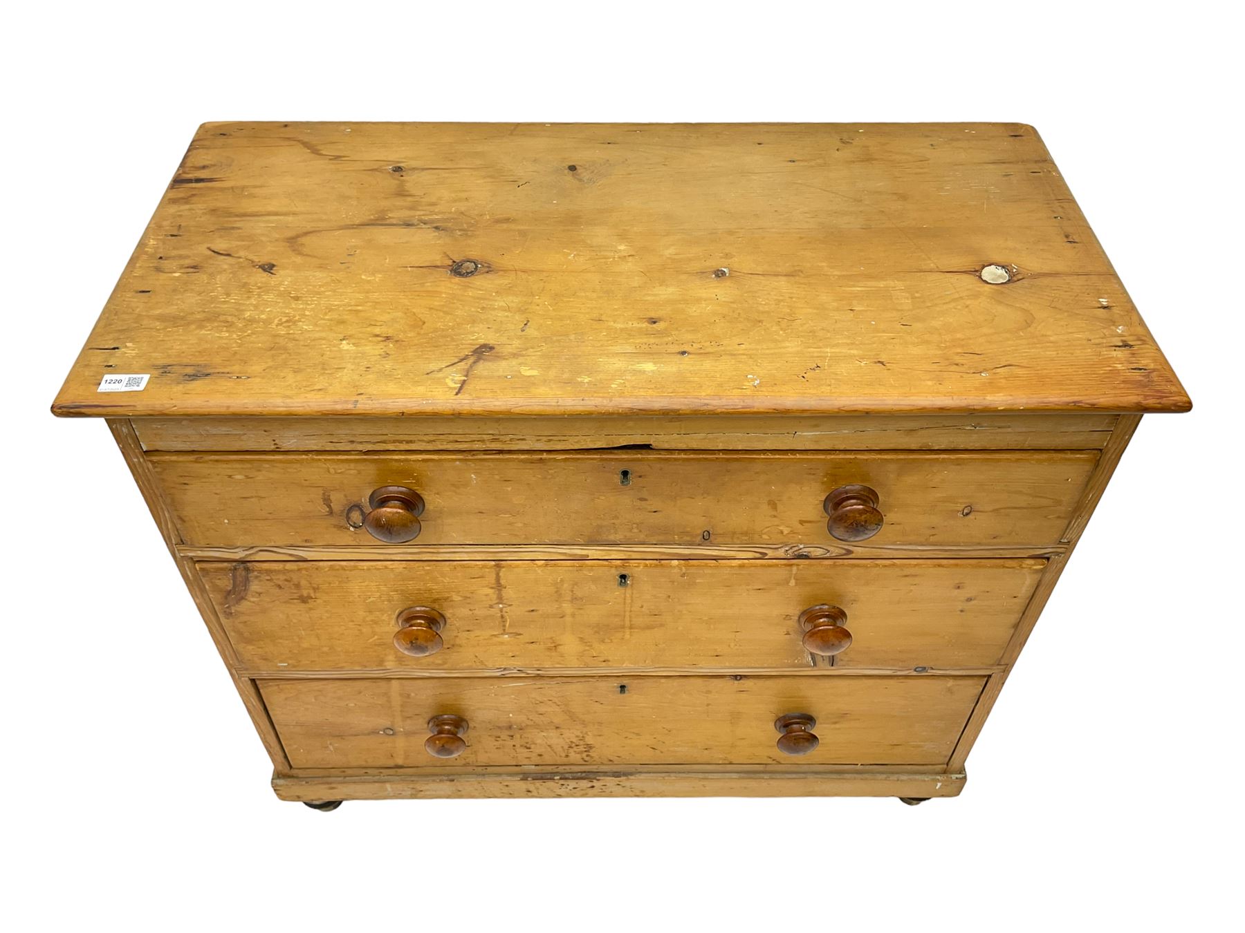 Victorian waxed pine chest - Image 2 of 7