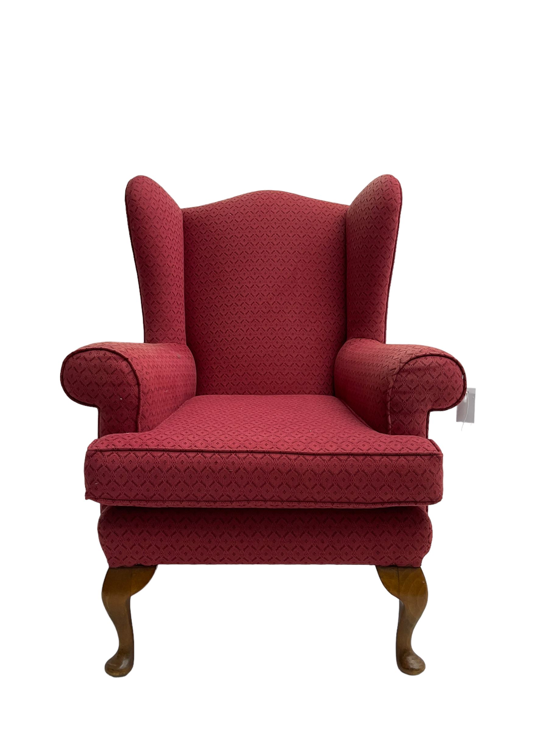 Queen Anne design wingback armchair - Image 2 of 7