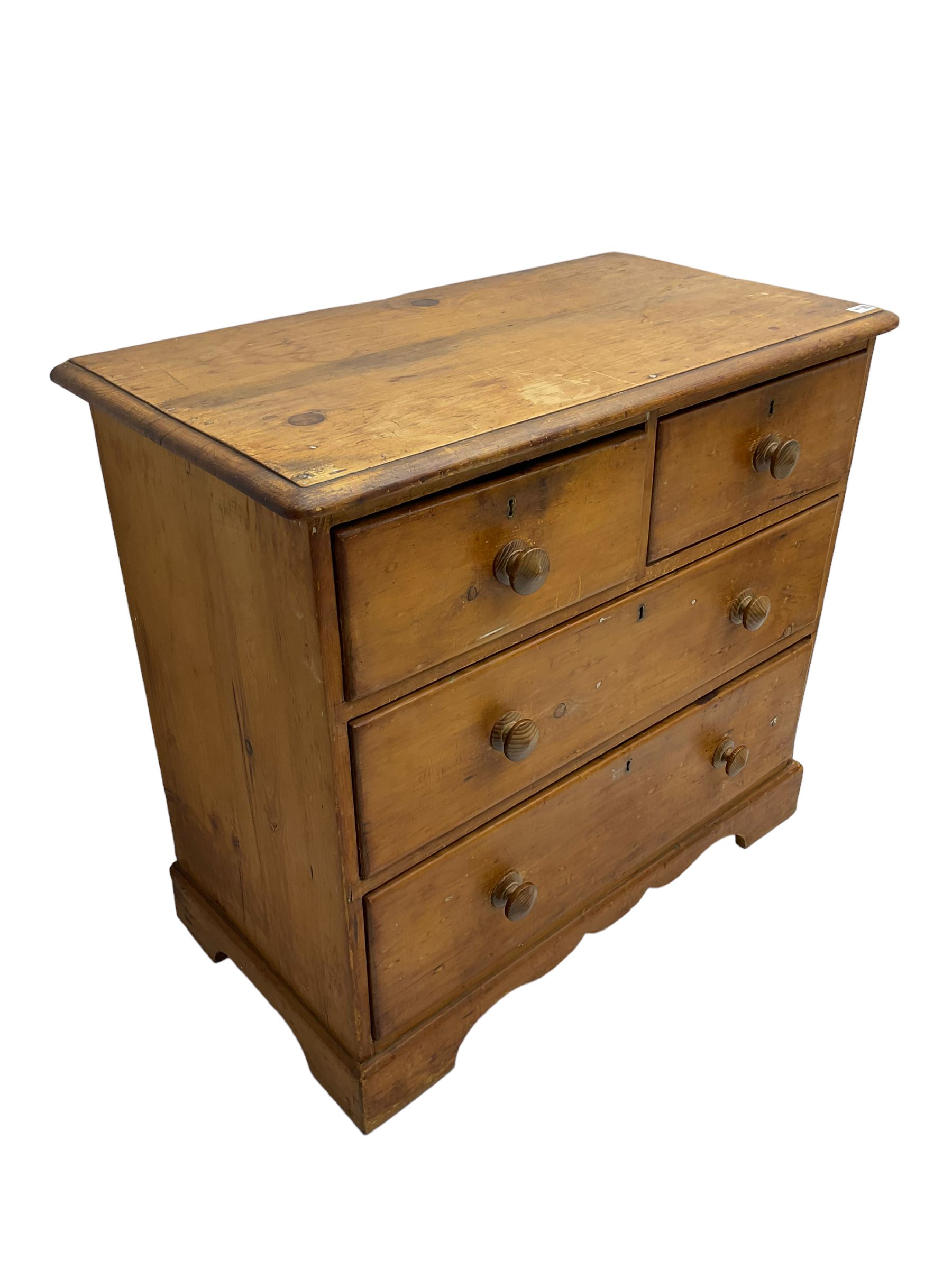 Late 19th century waxed pine chest - Image 5 of 8