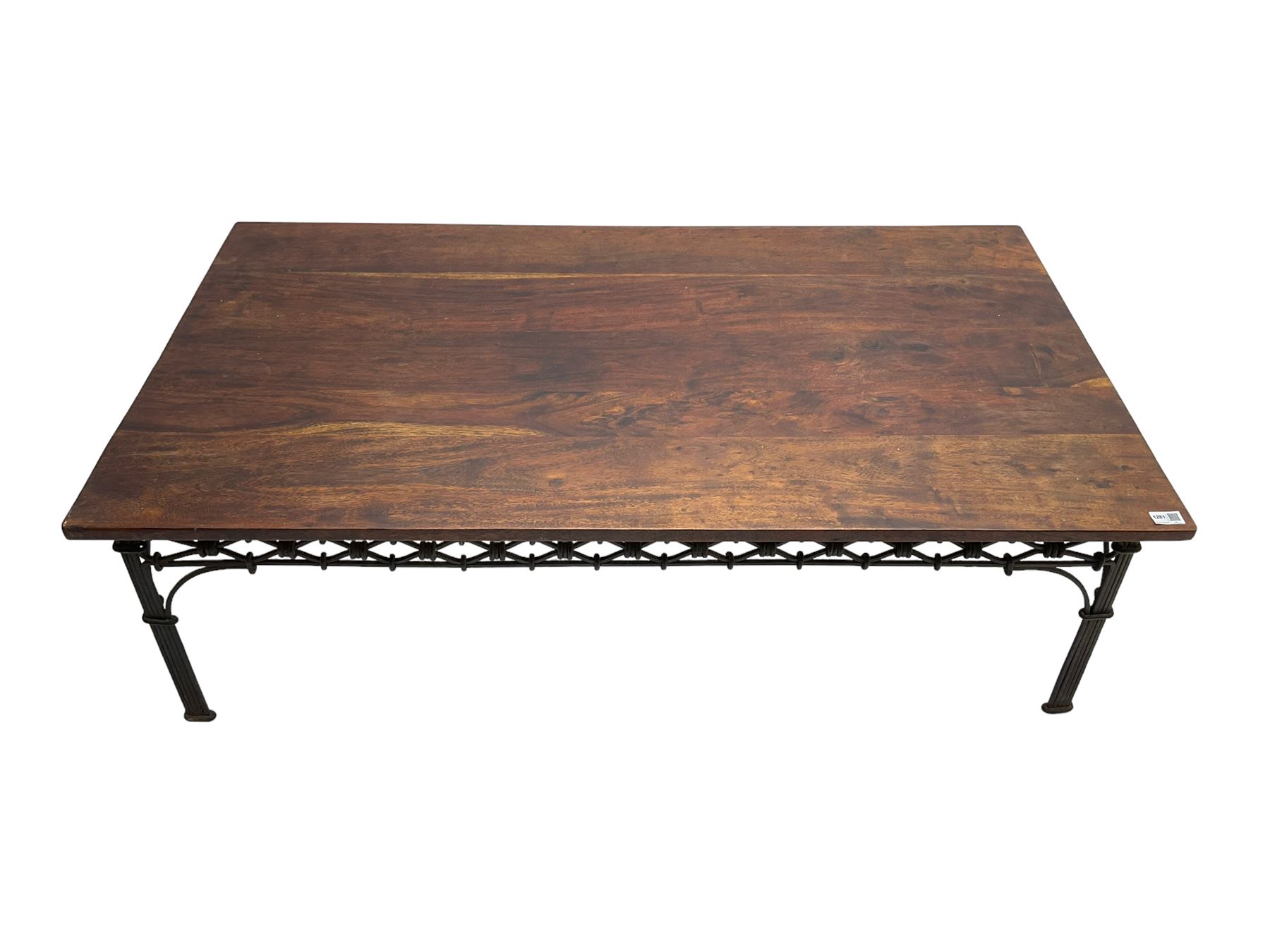 Laura Ashley - mango wood and wrought iron coffee table - Image 3 of 8