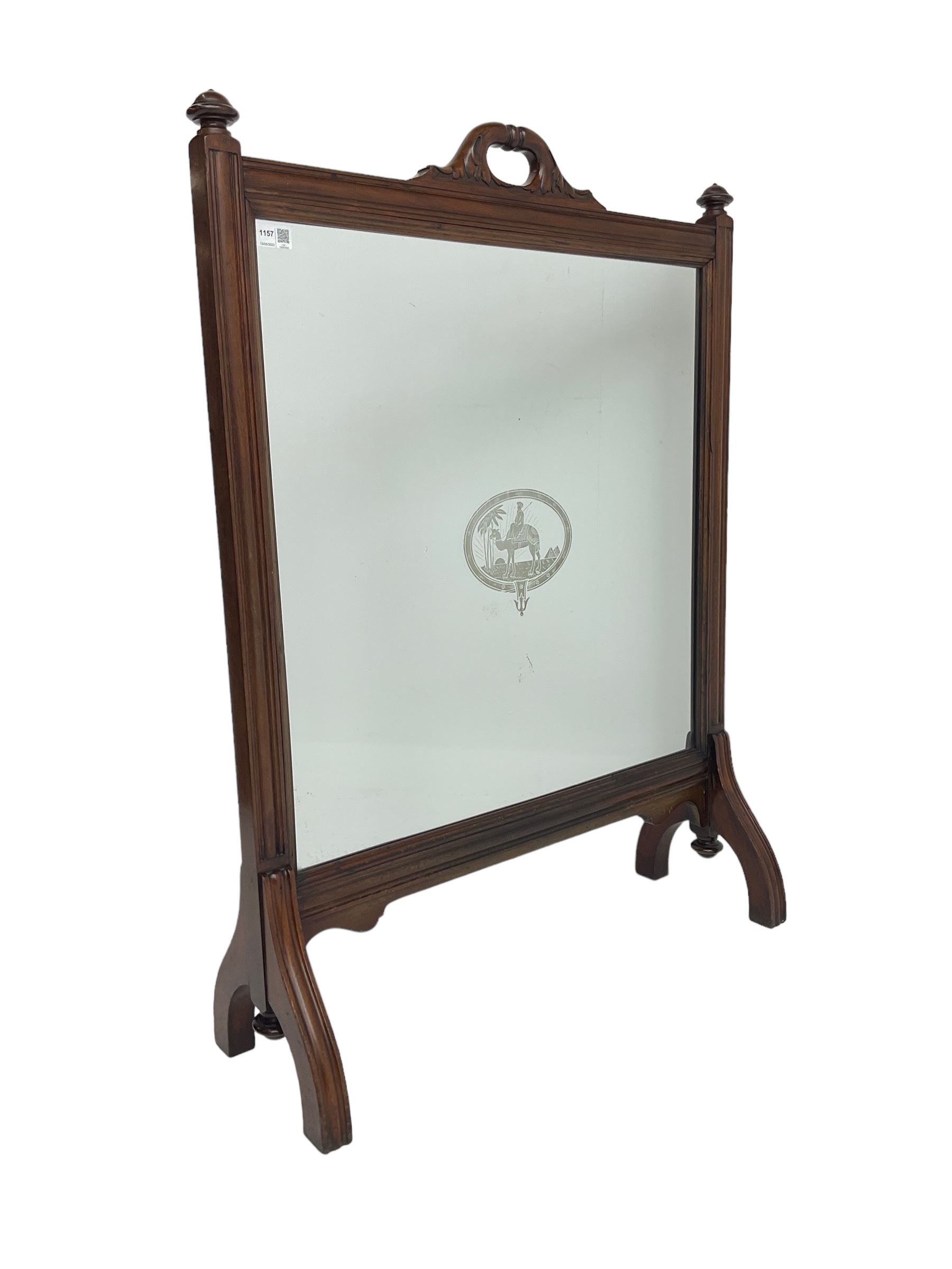 Regency design mahogany framed glass fire screen