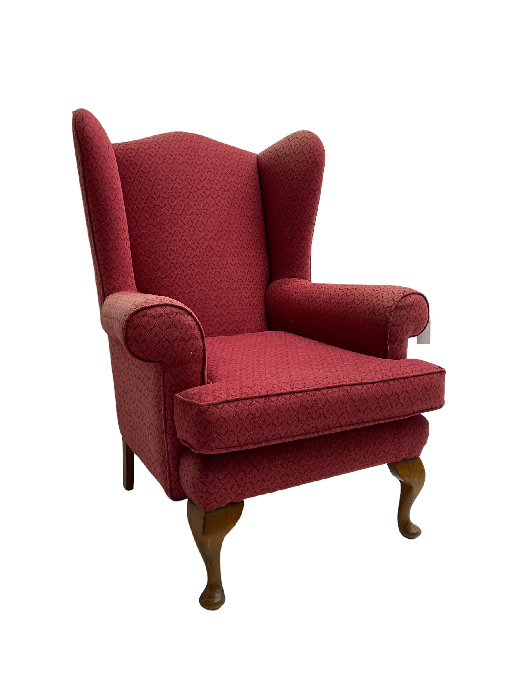 Queen Anne design wingback armchair - Image 6 of 7