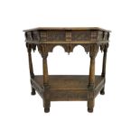 Jacobean design carved oak side or credence table