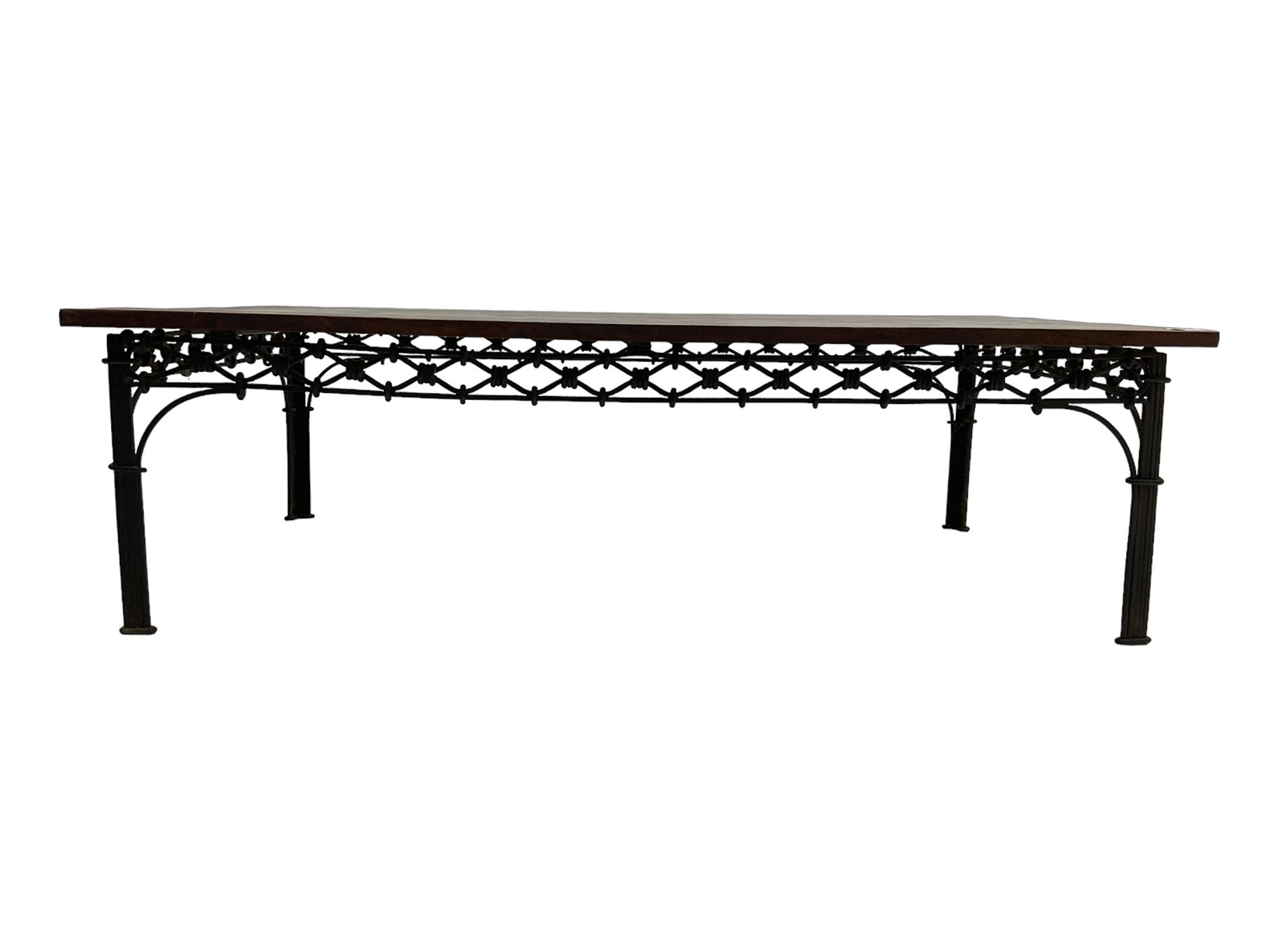 Laura Ashley - mango wood and wrought iron coffee table - Image 2 of 8