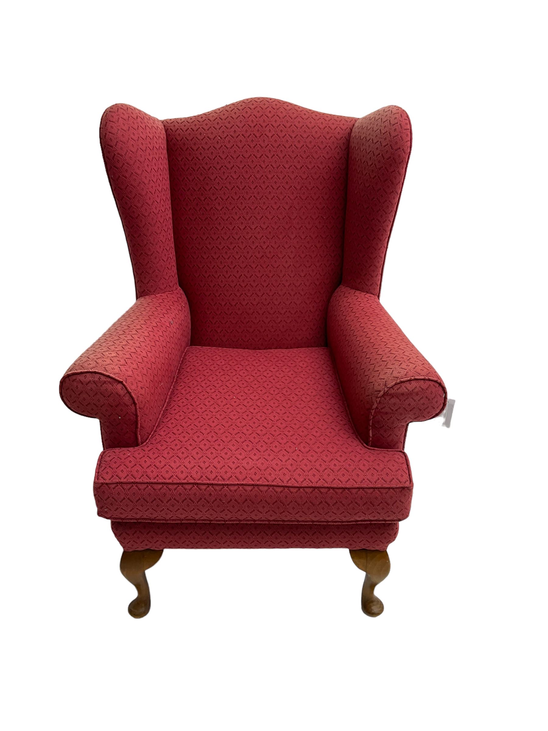 Queen Anne design wingback armchair - Image 3 of 7