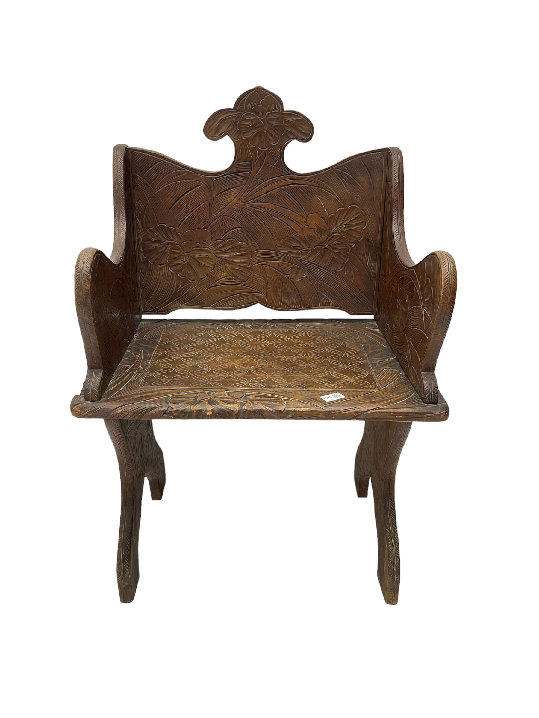 Late 20th century stained beech boarded plank chair - Image 7 of 7