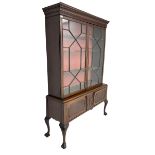 19th century mahogany bookcase display cabinet on stand