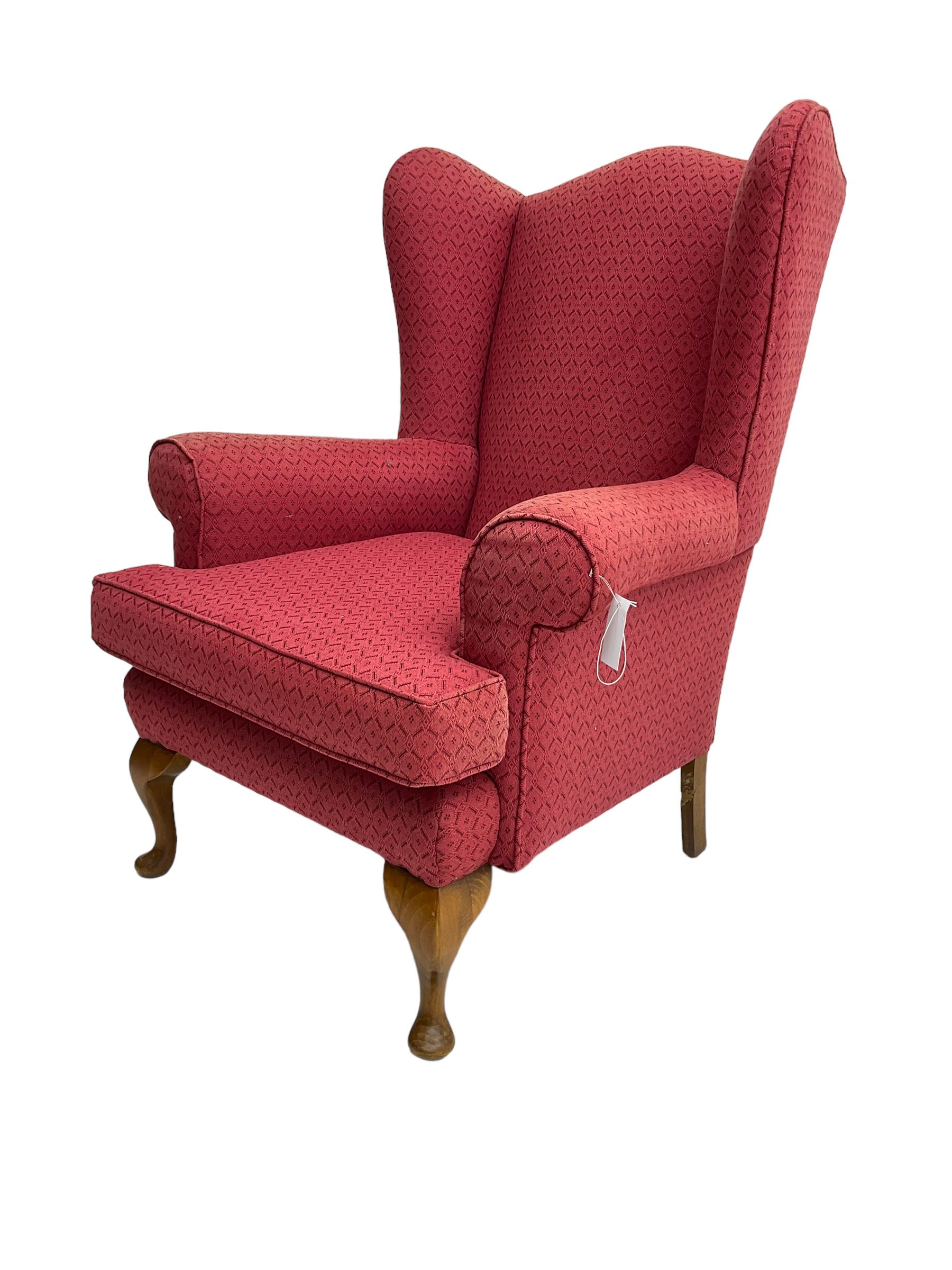 Queen Anne design wingback armchair