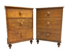 Pair early 20th century pitch pine chests