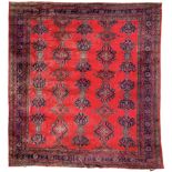 Antique Turkish crimson ground carpet