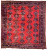 Antique Turkish crimson ground carpet