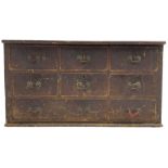 19th century pine tool chest fitted with a combination of eight drawers; together with content inclu