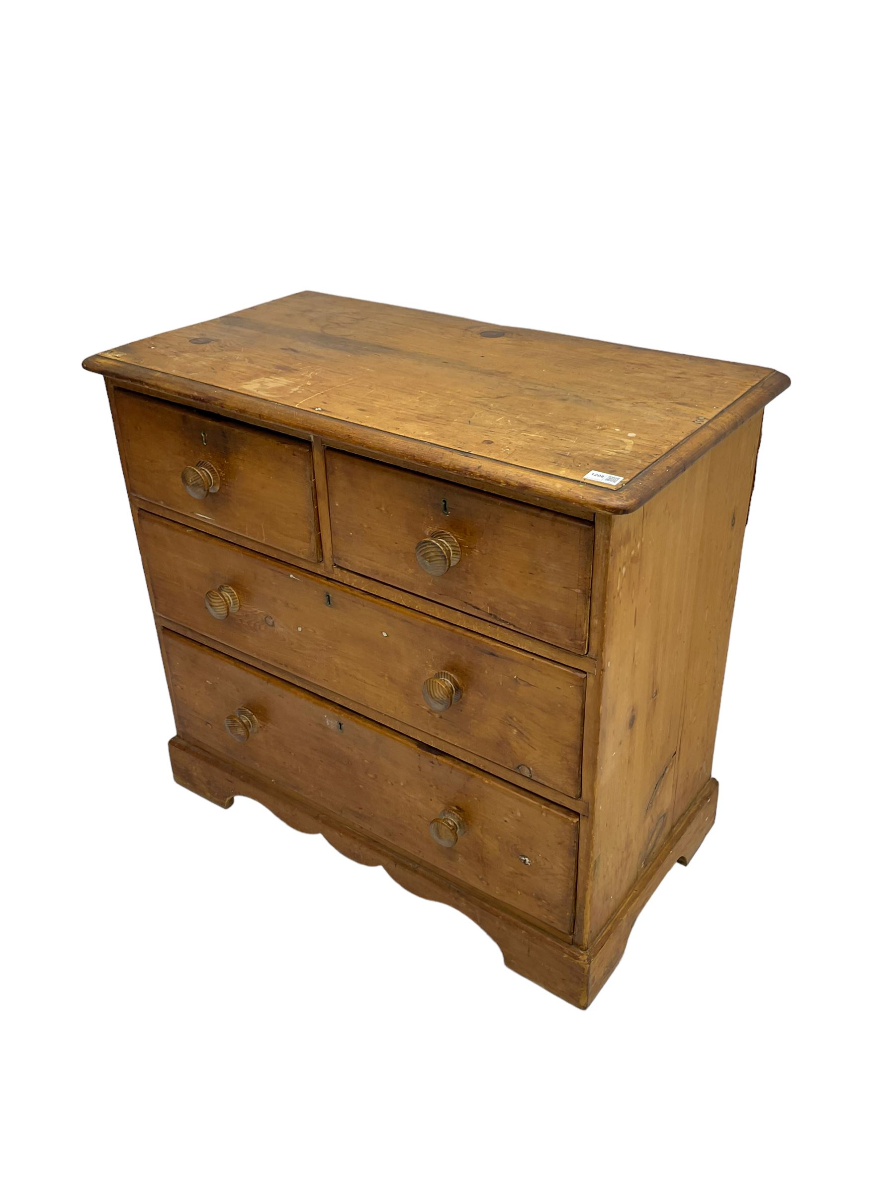 Late 19th century waxed pine chest - Image 7 of 8