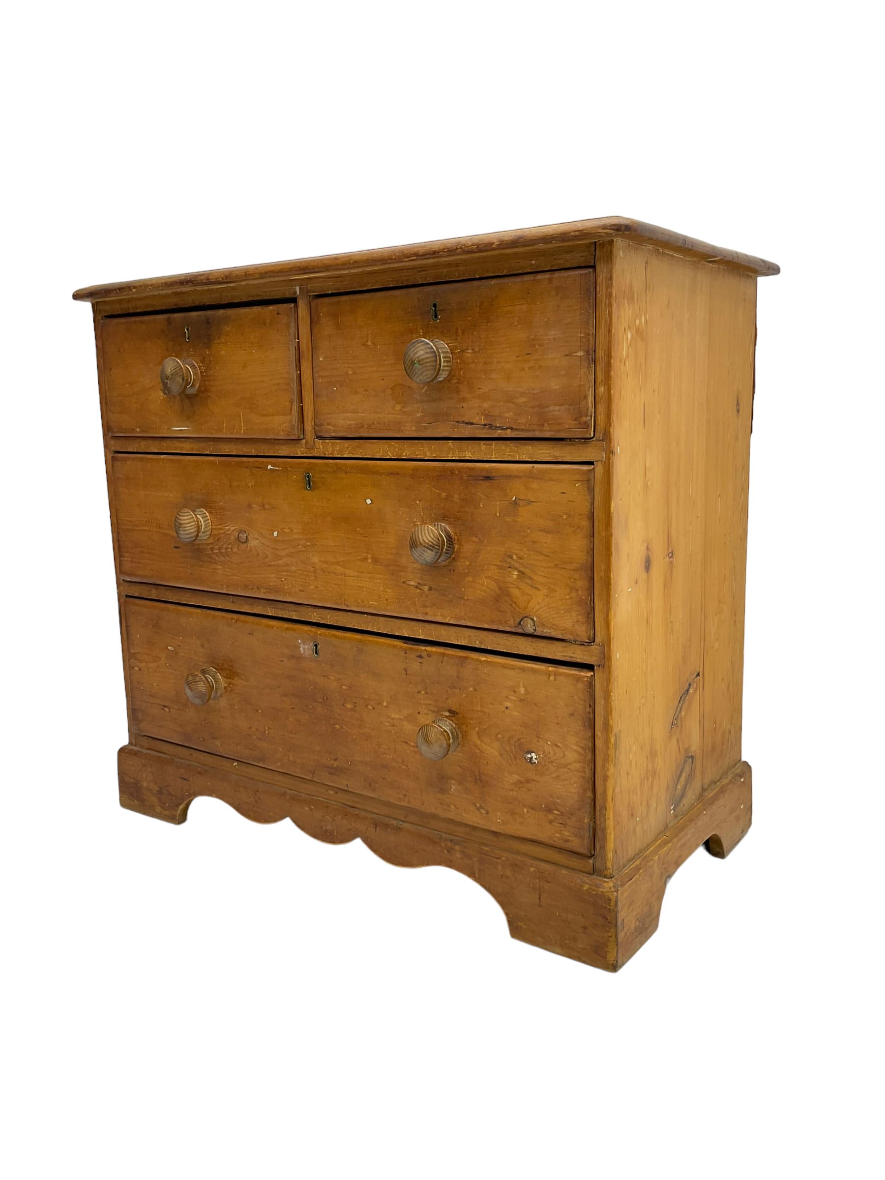 Late 19th century waxed pine chest - Image 2 of 8