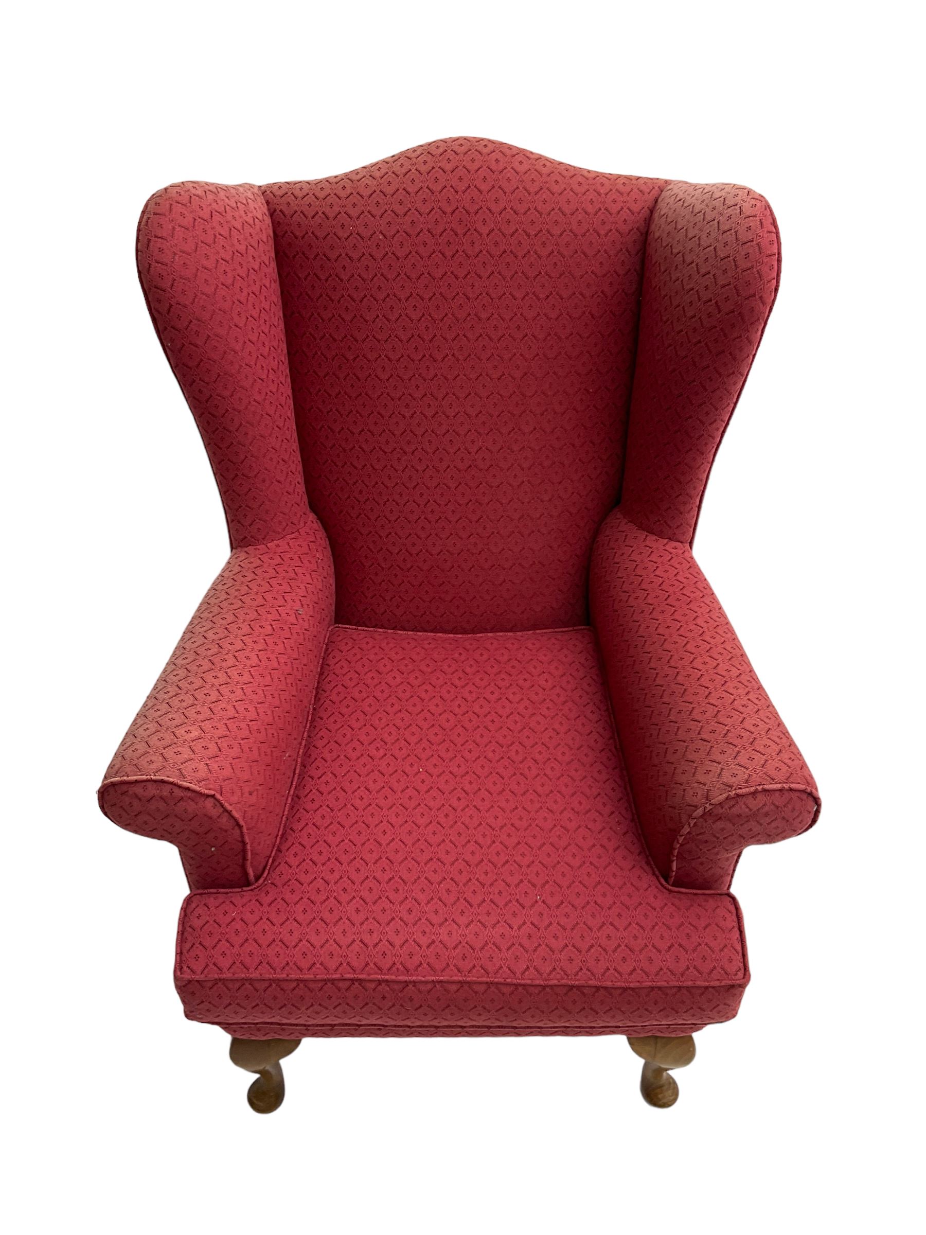 Queen Anne design wingback armchair - Image 4 of 7