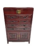 Chinese hardwood canteen cutlery cabinet