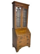 Edwardian inlaid mahogany bureau bookcase