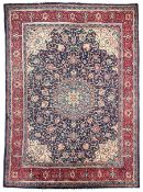 Persian Kashan red and blue ground carpet