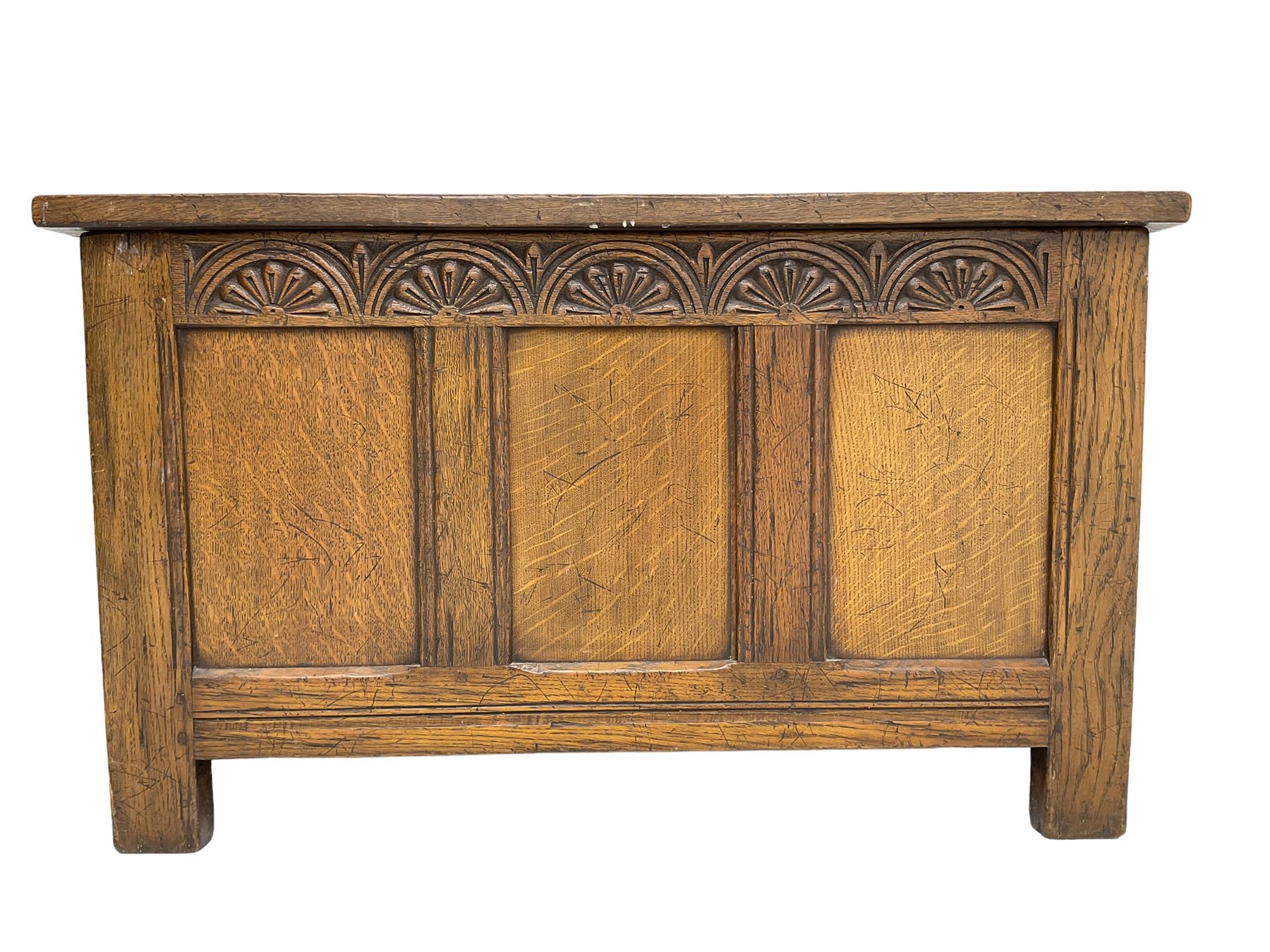 Mid-20th century panelled oak blanket box