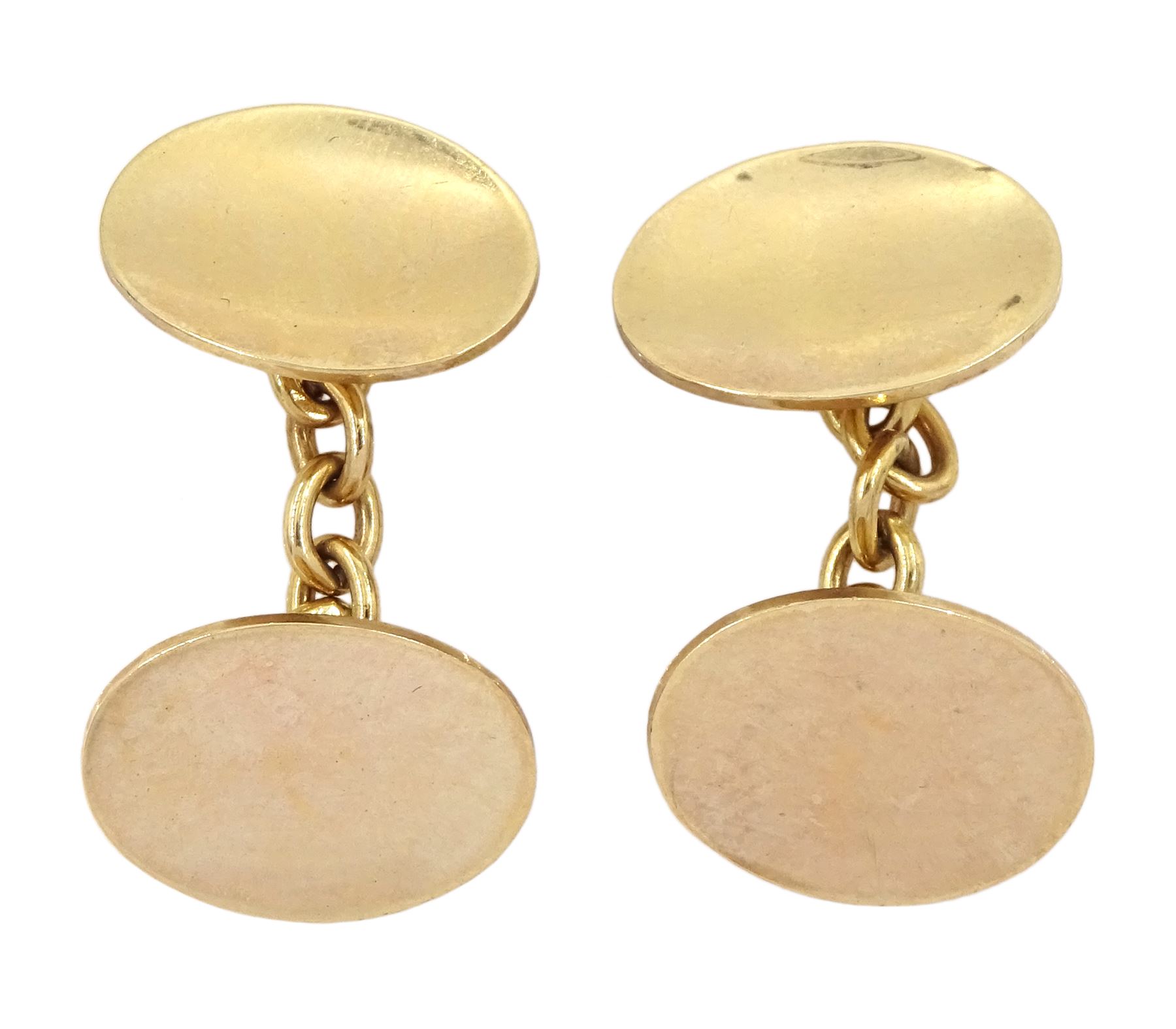 Pair of 9ct gold oval cufflinks